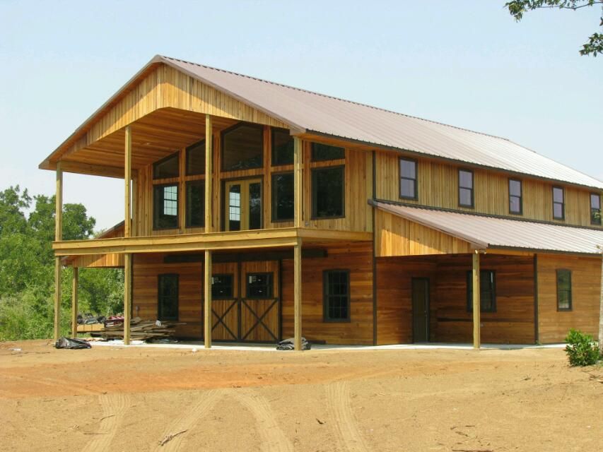 pine wood pole barn house